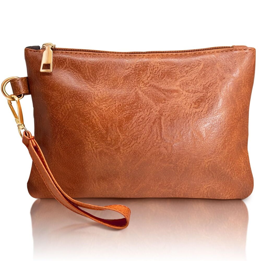 3692 Wallet Clutch Purses Brown Wristlet with Wrist Strap Clutch Bag